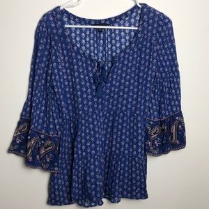 American Eagle Peplum Peasant Top Boho